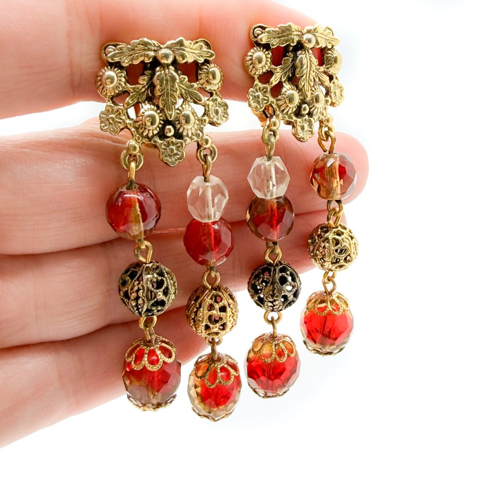 Vintage Schiaparelli Tassel Art Glass Earrings