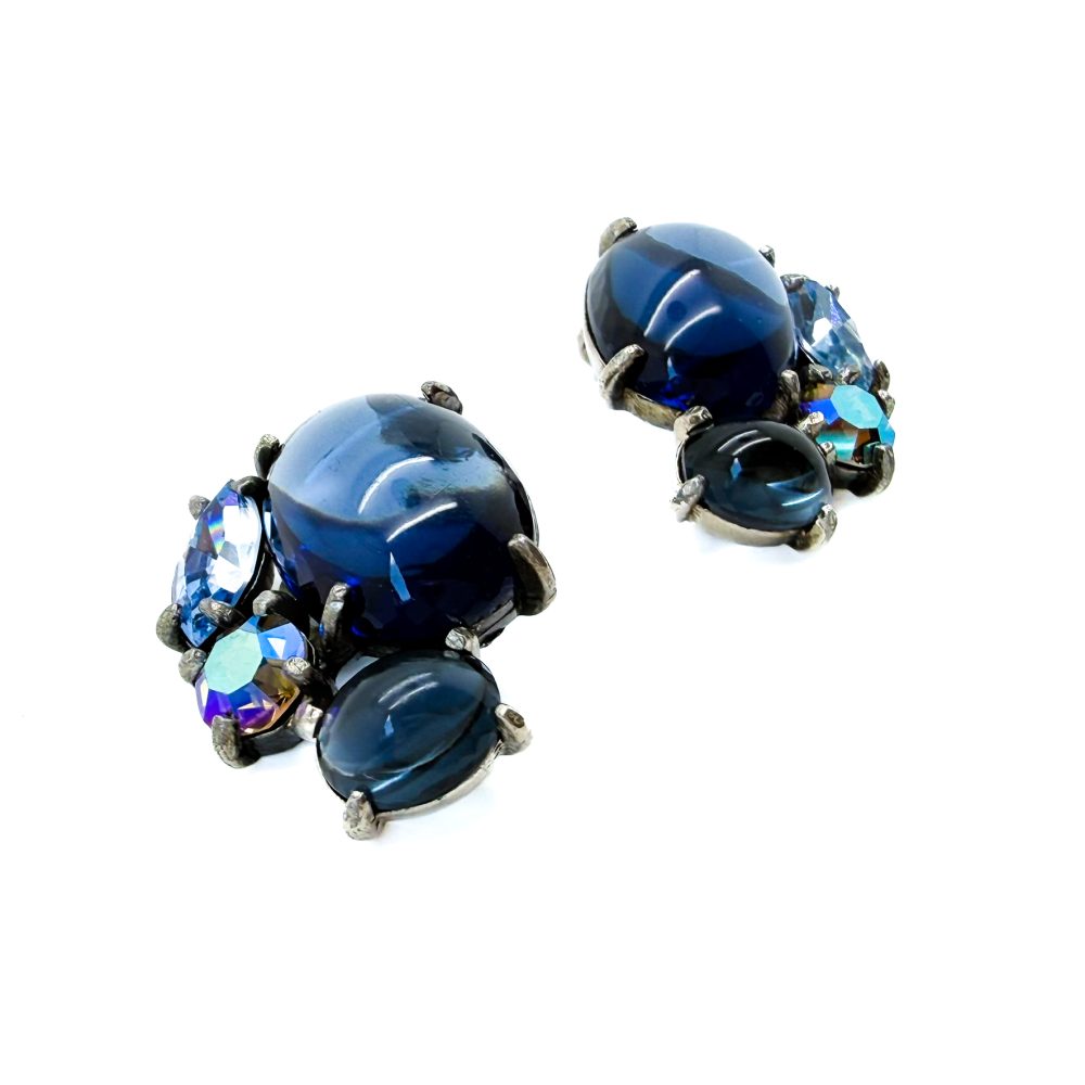 Vintage Schiaparelli Blue Cabochon Earrings