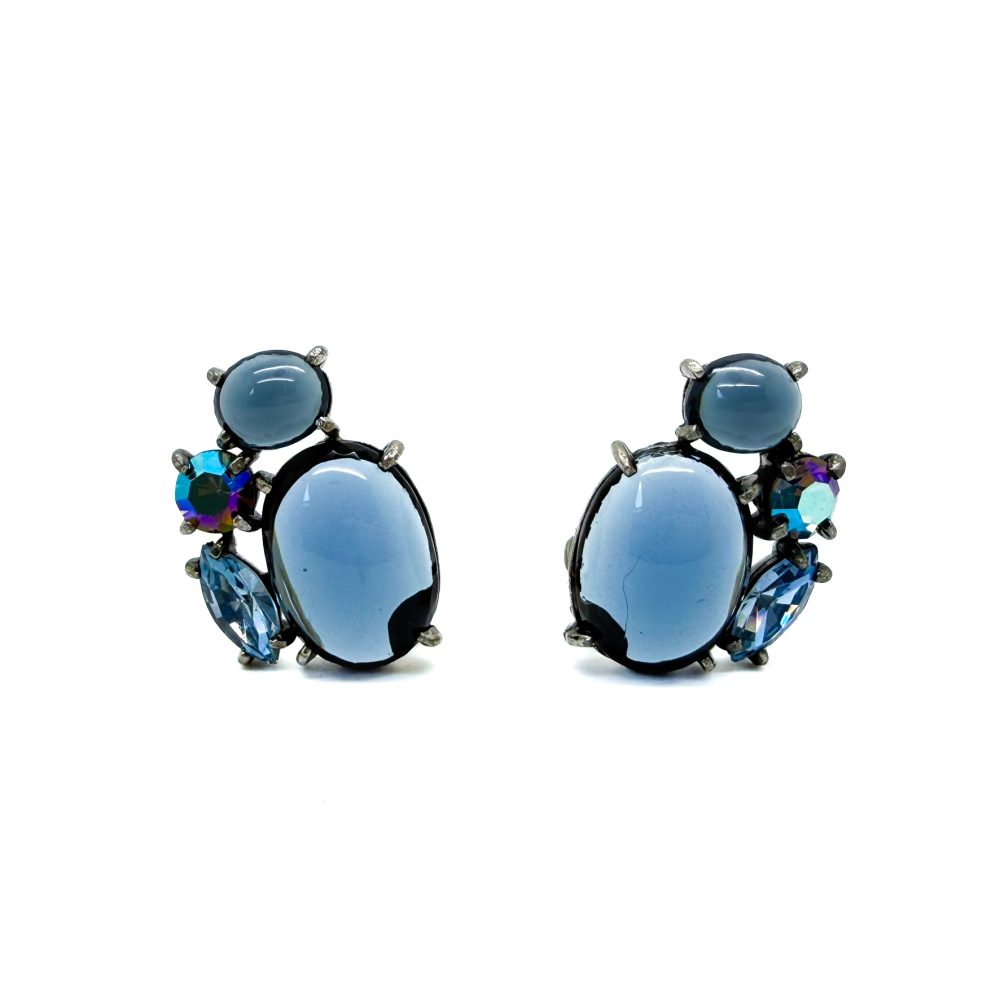 Vintage Schiaparelli Blue Cabochon Earrings