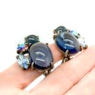 Jennifer Gibson Jewellery SCHIAPARELLI 2303 (3) Vintage Schiaparelli Blue Cabochon Earrings