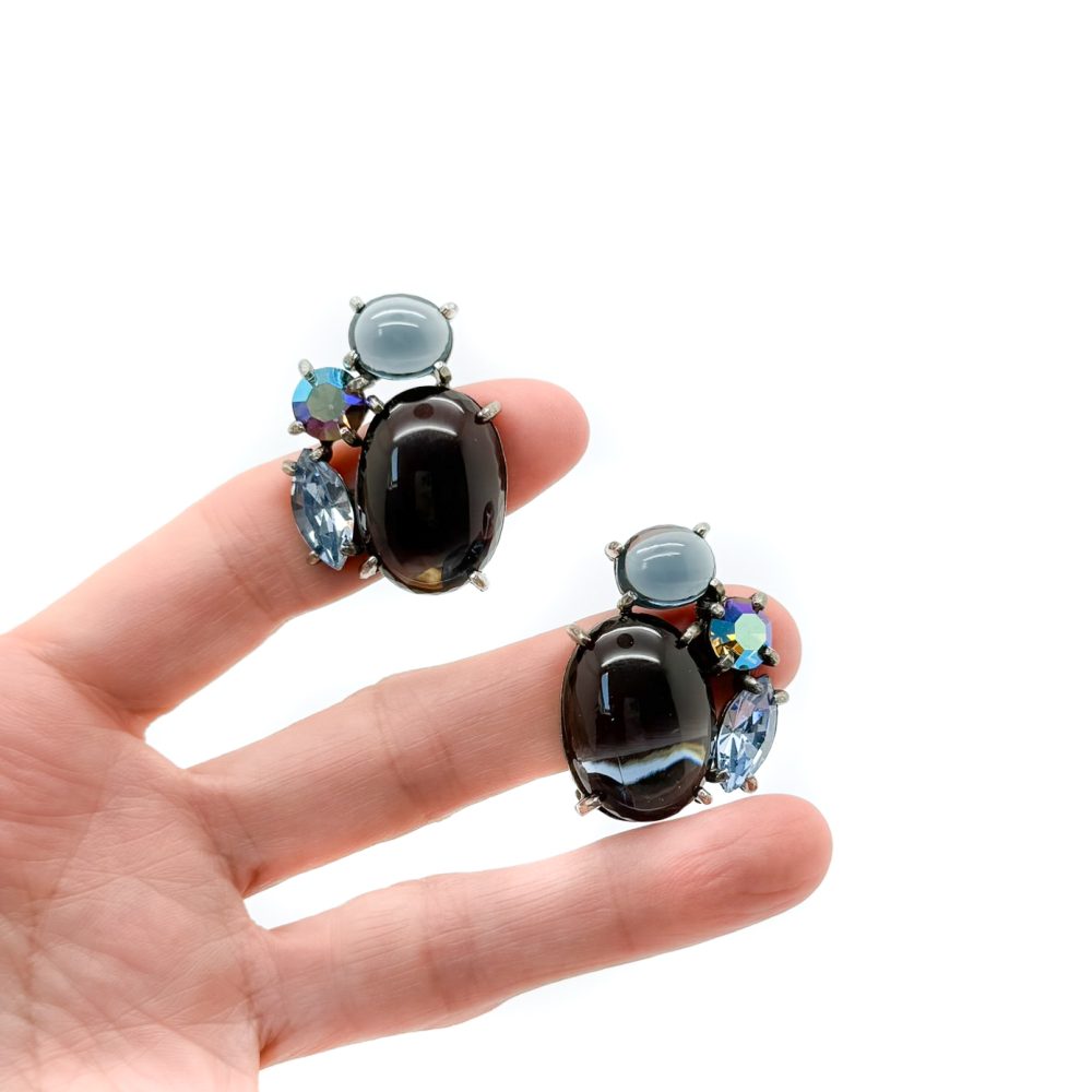Vintage Schiaparelli Blue Cabochon Earrings