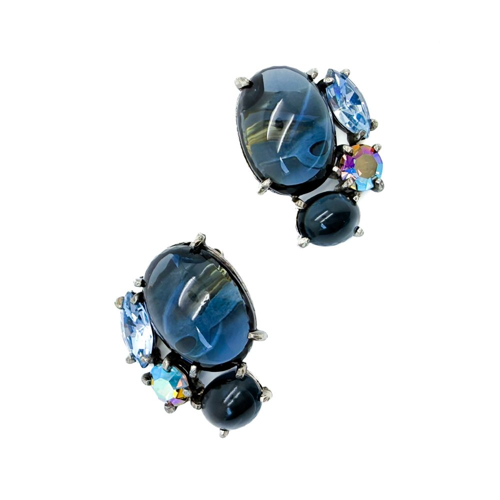 Vintage Schiaparelli Blue Cabochon Earrings