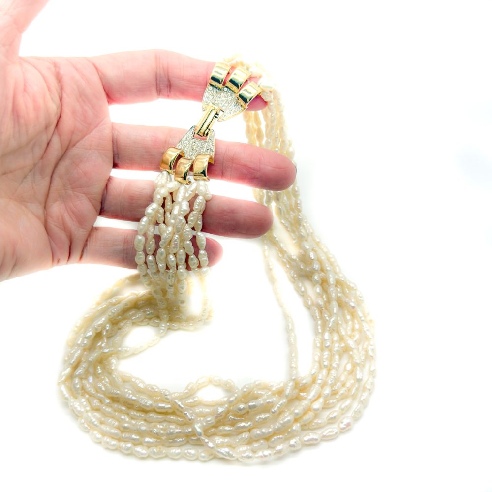 Vintage Italian Multistrand Pearl Torsade Necklace