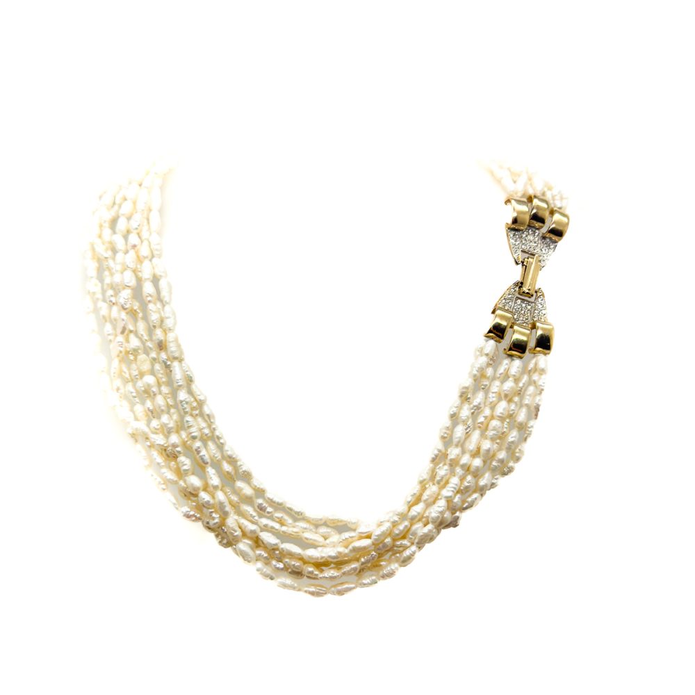 Vintage Italian Multistrand Pearl Torsade Necklace