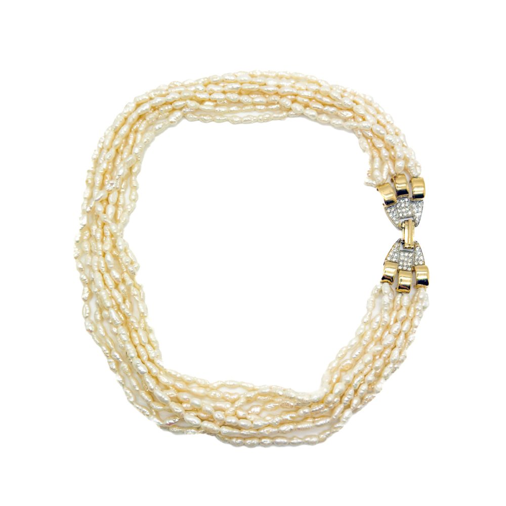 Vintage Italian Multistrand Pearl Torsade Necklace