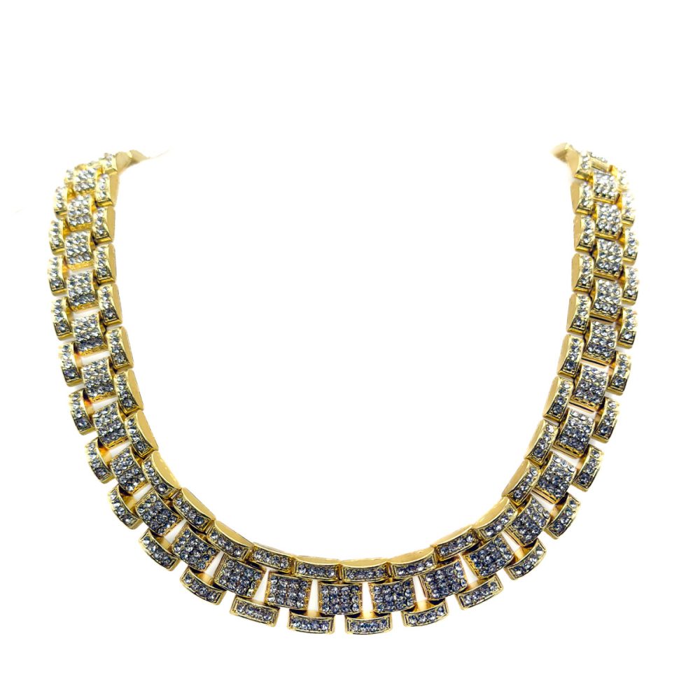 Tank Track Crystal Collar Necklace