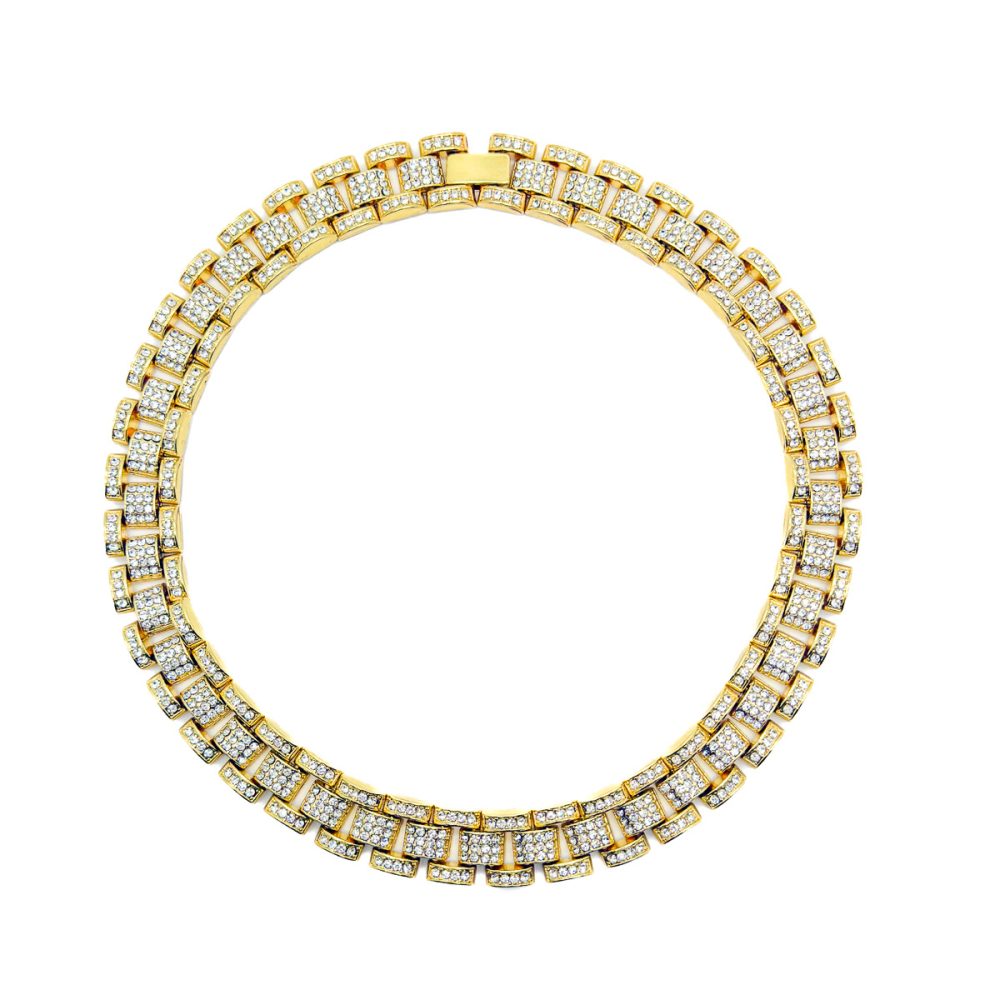 Tank Track Crystal Collar Necklace