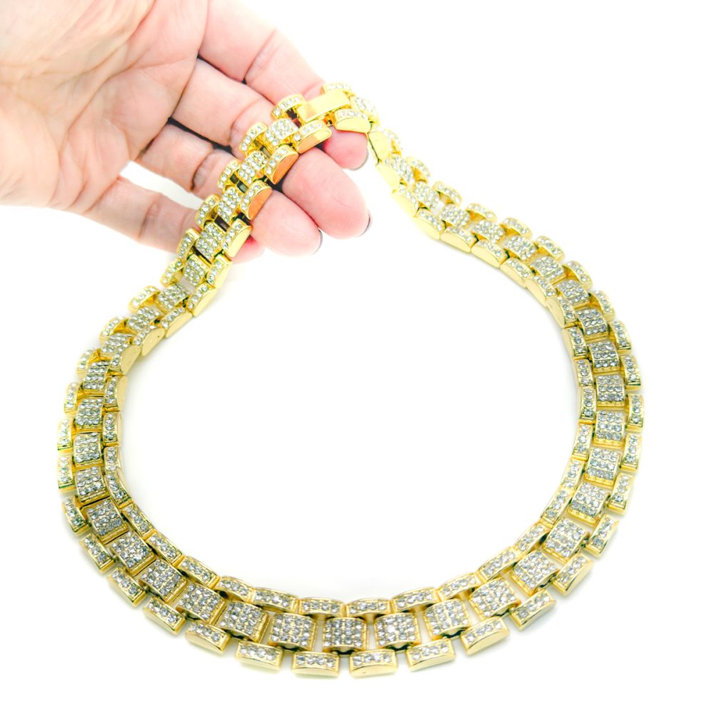 Tank Track Crystal Collar Necklace