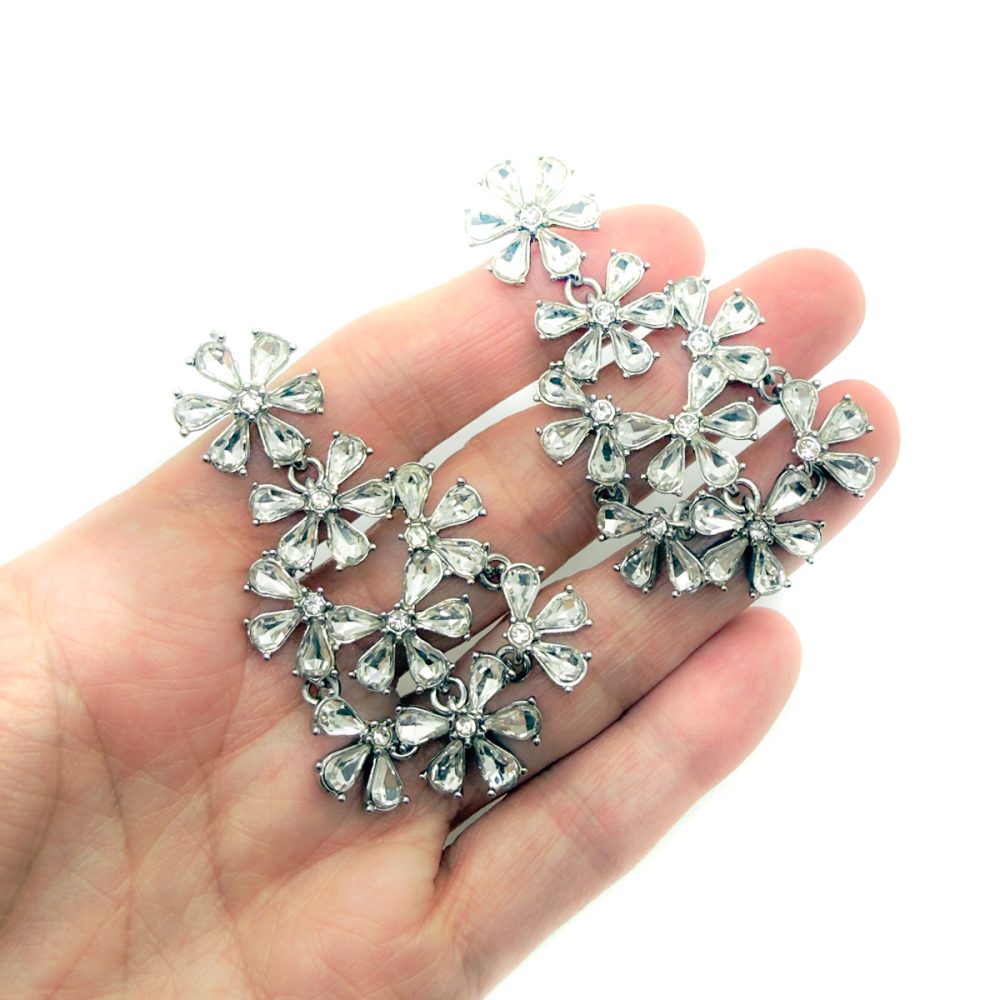 Floral Cascade Crystal Earrings