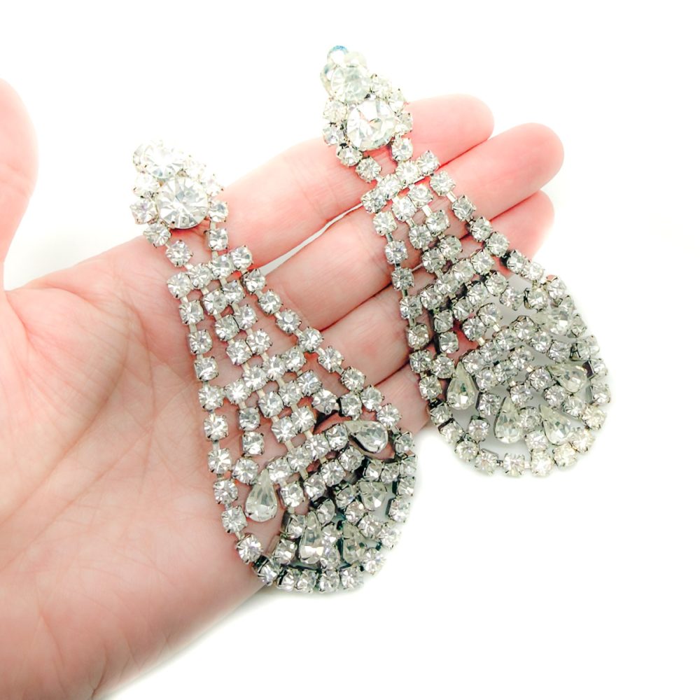 Vintage Statement Crystal Chandelier Earrings