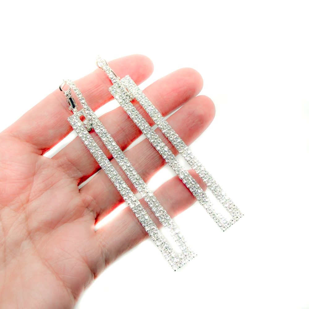 Contemporary Art Deco Inspired Crystal Column Earrings