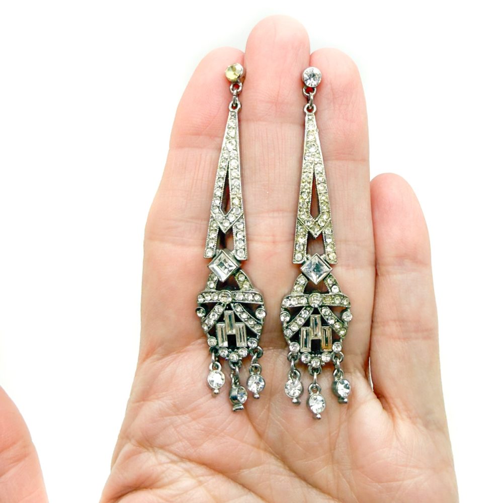 Antique Art Deco Crystal Drop Earrings
