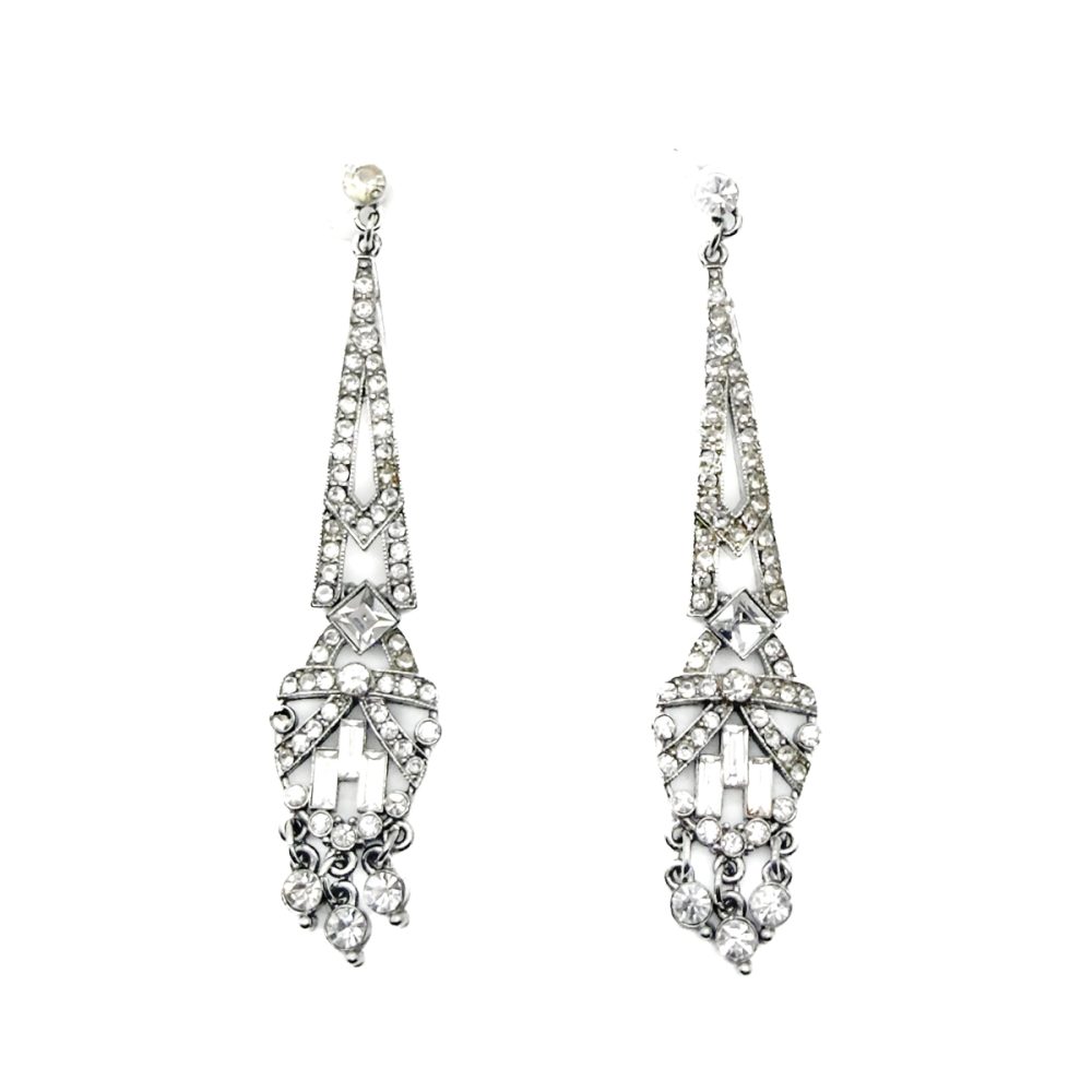 Antique Art Deco Crystal Drop Earrings