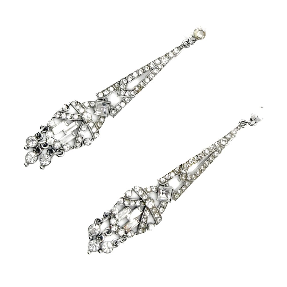 Antique Art Deco Crystal Drop Earrings