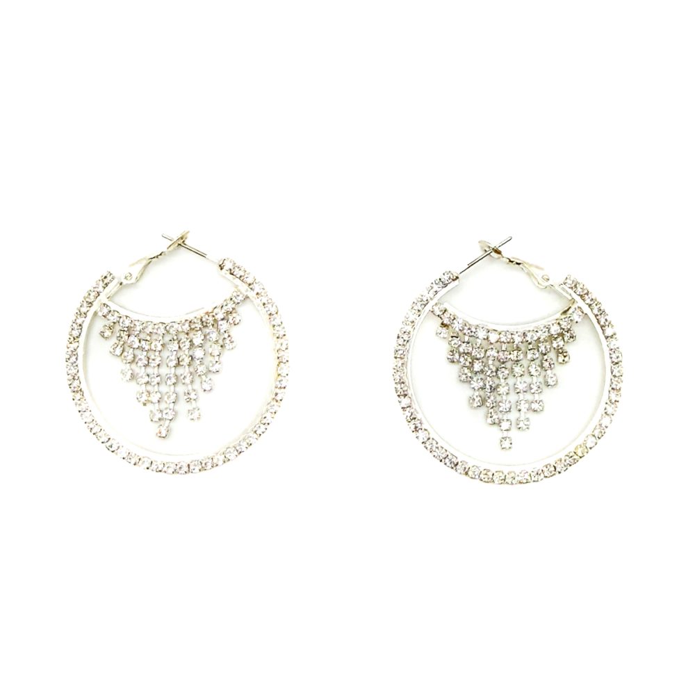 Contemporary Crystal Hoop Fringe Earrings