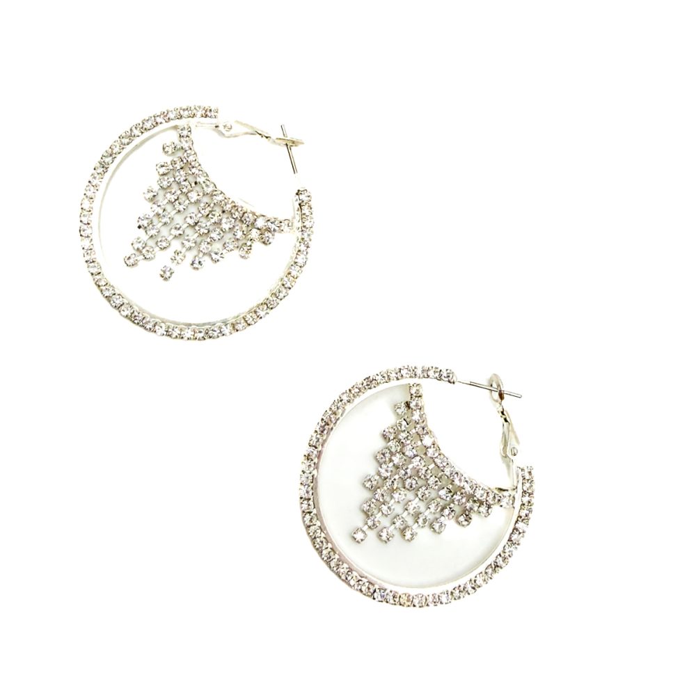 Contemporary Crystal Hoop Fringe Earrings