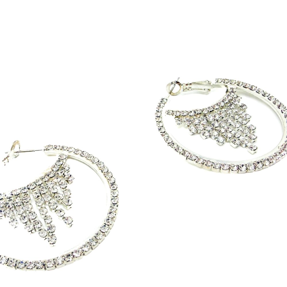 Contemporary Crystal Hoop Fringe Earrings