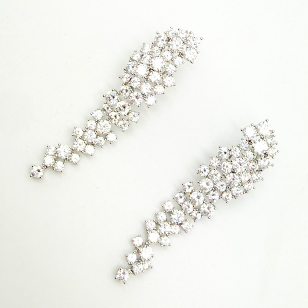 Crystal Cluster Long Drop Earrings