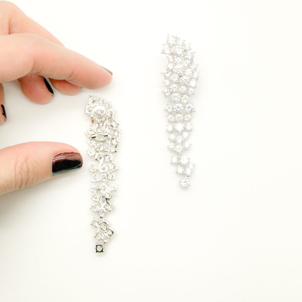 Crystal Cluster Long Drop Earrings