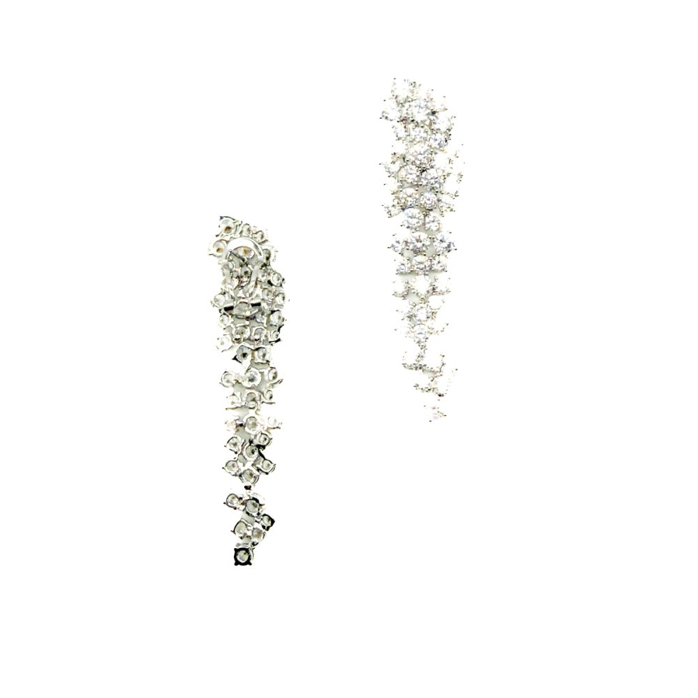 Crystal Cluster Long Drop Earrings