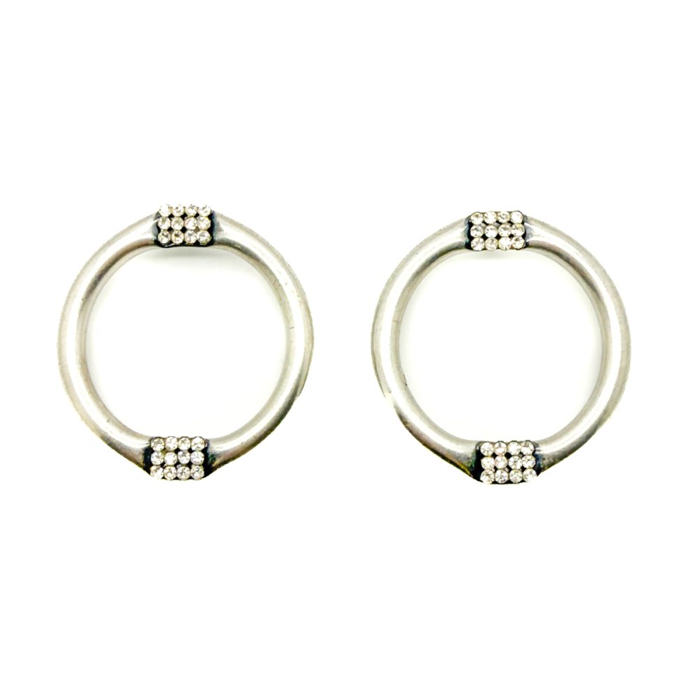 Sculptural Statement Crystal Hoop Earrings
