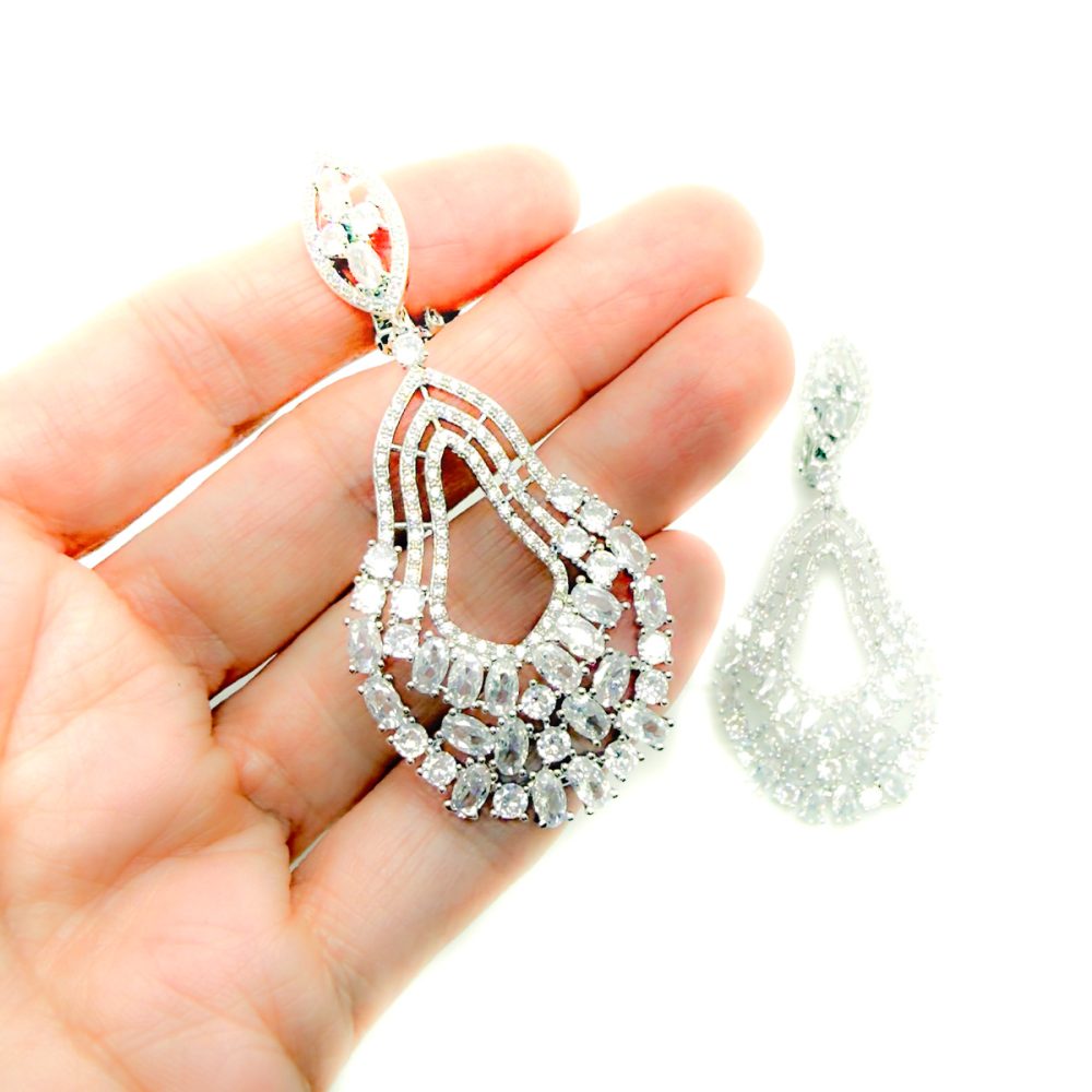 Fancy Cut Crystal Statement Drop Earrings