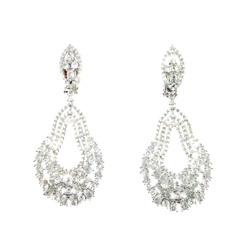 Fancy Cut Crystal Statement Drop Earrings