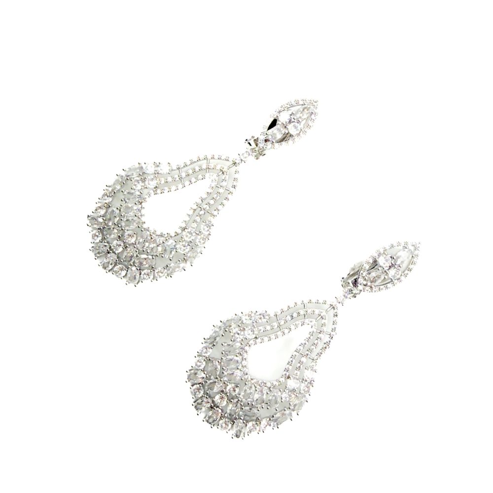 Fancy Cut Crystal Statement Drop Earrings