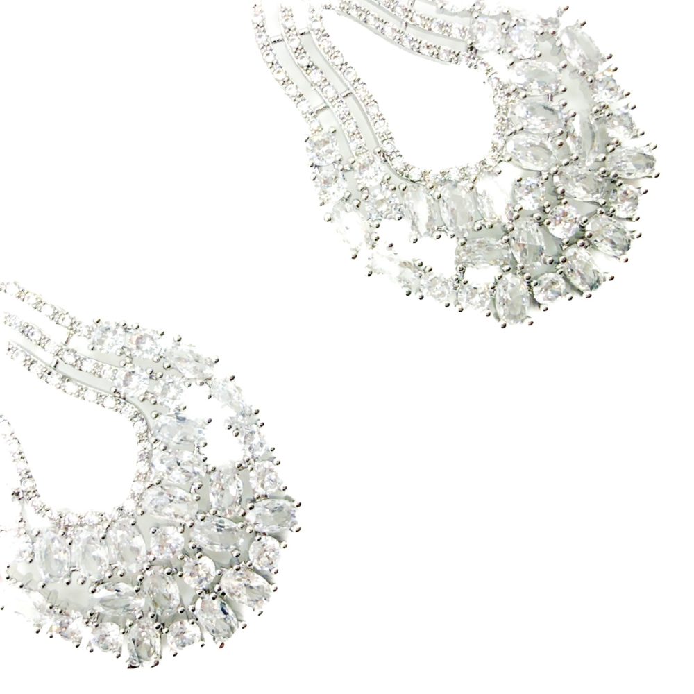 Fancy Cut Crystal Statement Drop Earrings