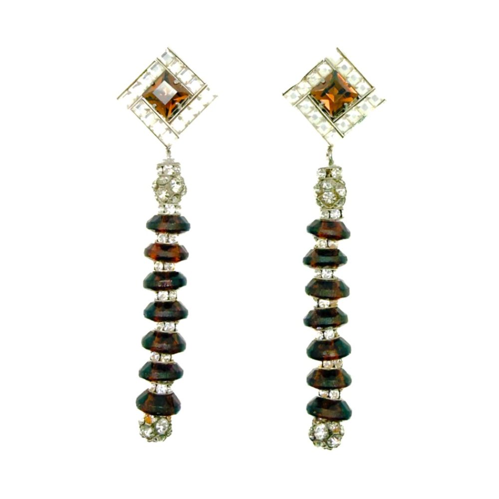 Vintage Art Deco Statement Rhondelle Column Earrings