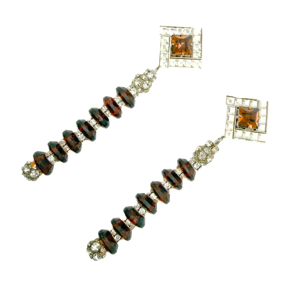 Vintage Art Deco Statement Rhondelle Column Earrings