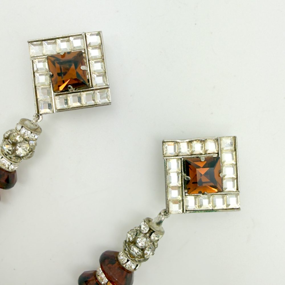 Vintage Art Deco Statement Rhondelle Column Earrings