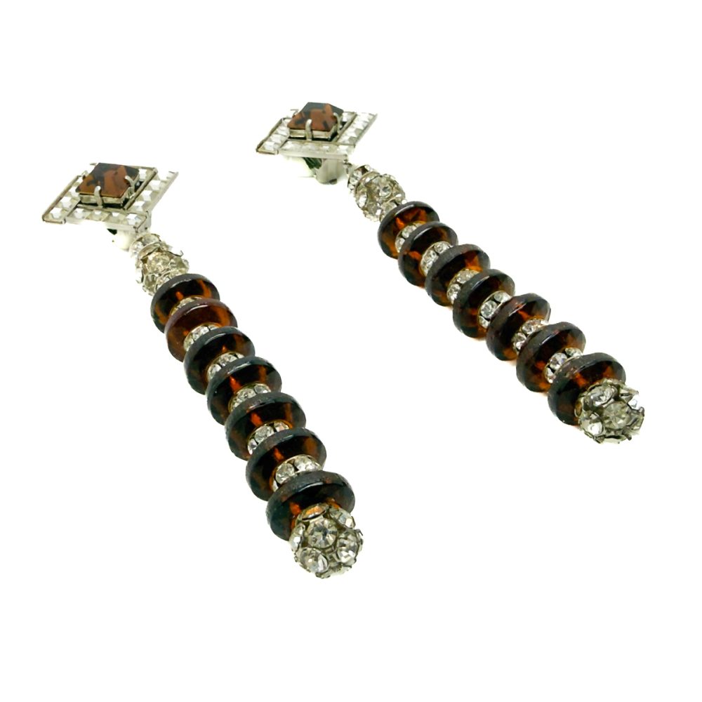 Vintage Art Deco Statement Rhondelle Column Earrings