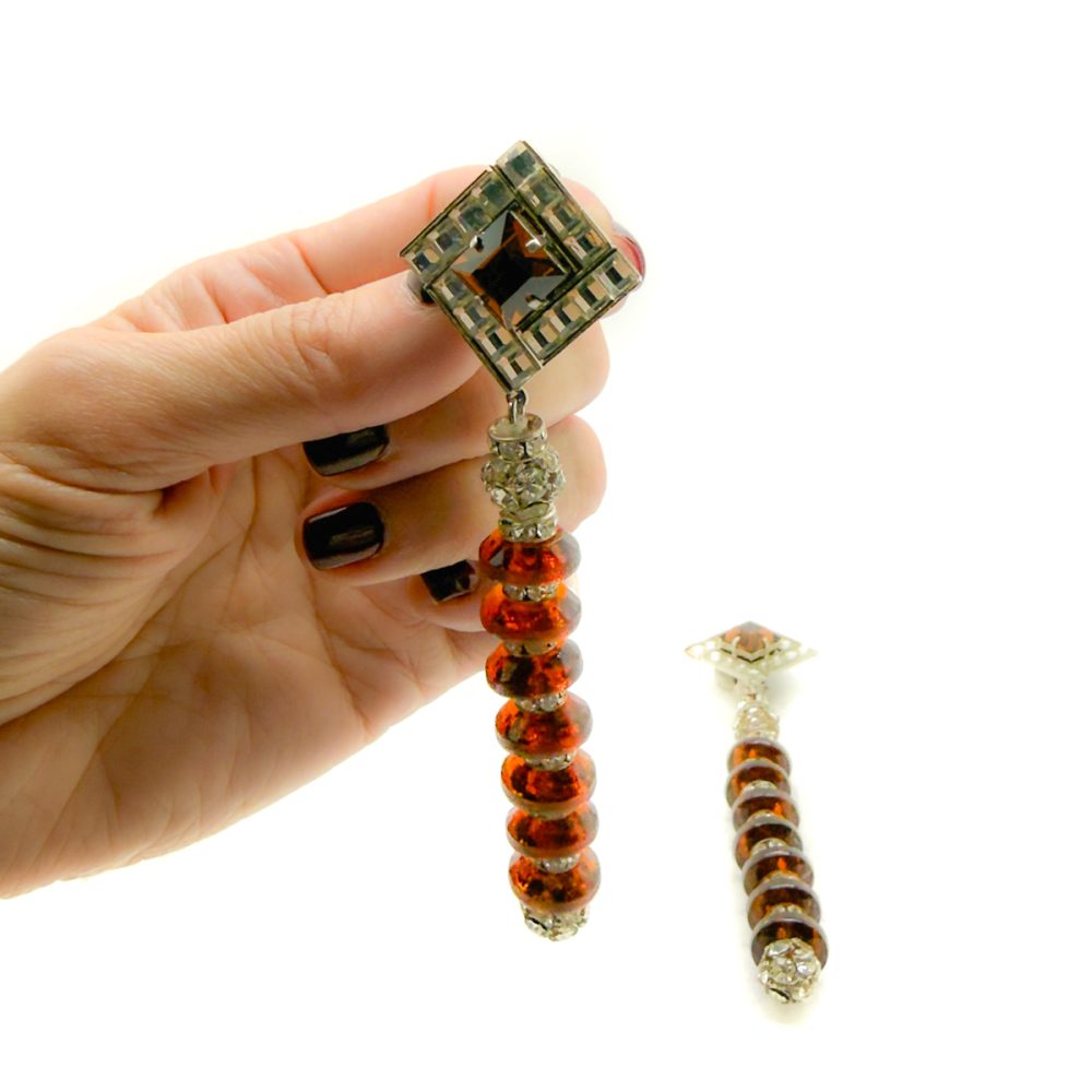 Vintage Art Deco Statement Rhondelle Column Earrings