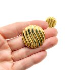 Jennifer Gibson Jewellery 2253 (4) Vintage Gold Ripple Button Earrings