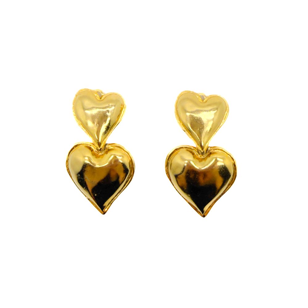 Vintage Double Heart Drop Earrings