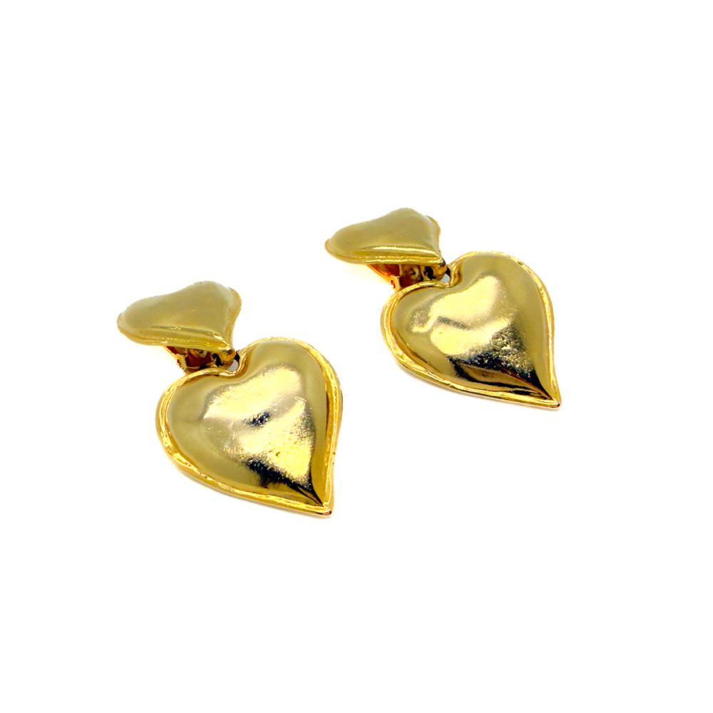 Vintage Double Heart Drop Earrings