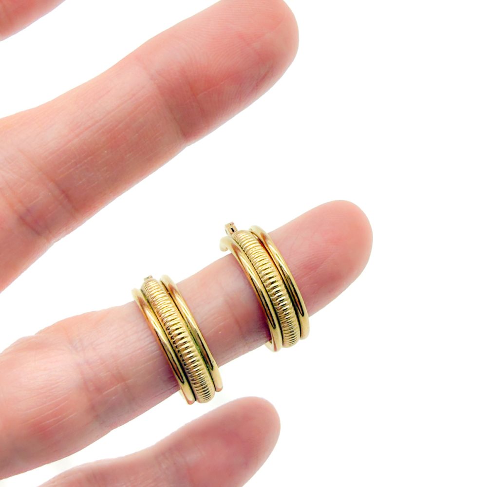 Vintage Fancy Ribbed Hoop Earrings