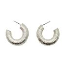 Jennifer Gibson Jewellery 2259 (2) Chunky Ribbed Silver Hoop Earrings