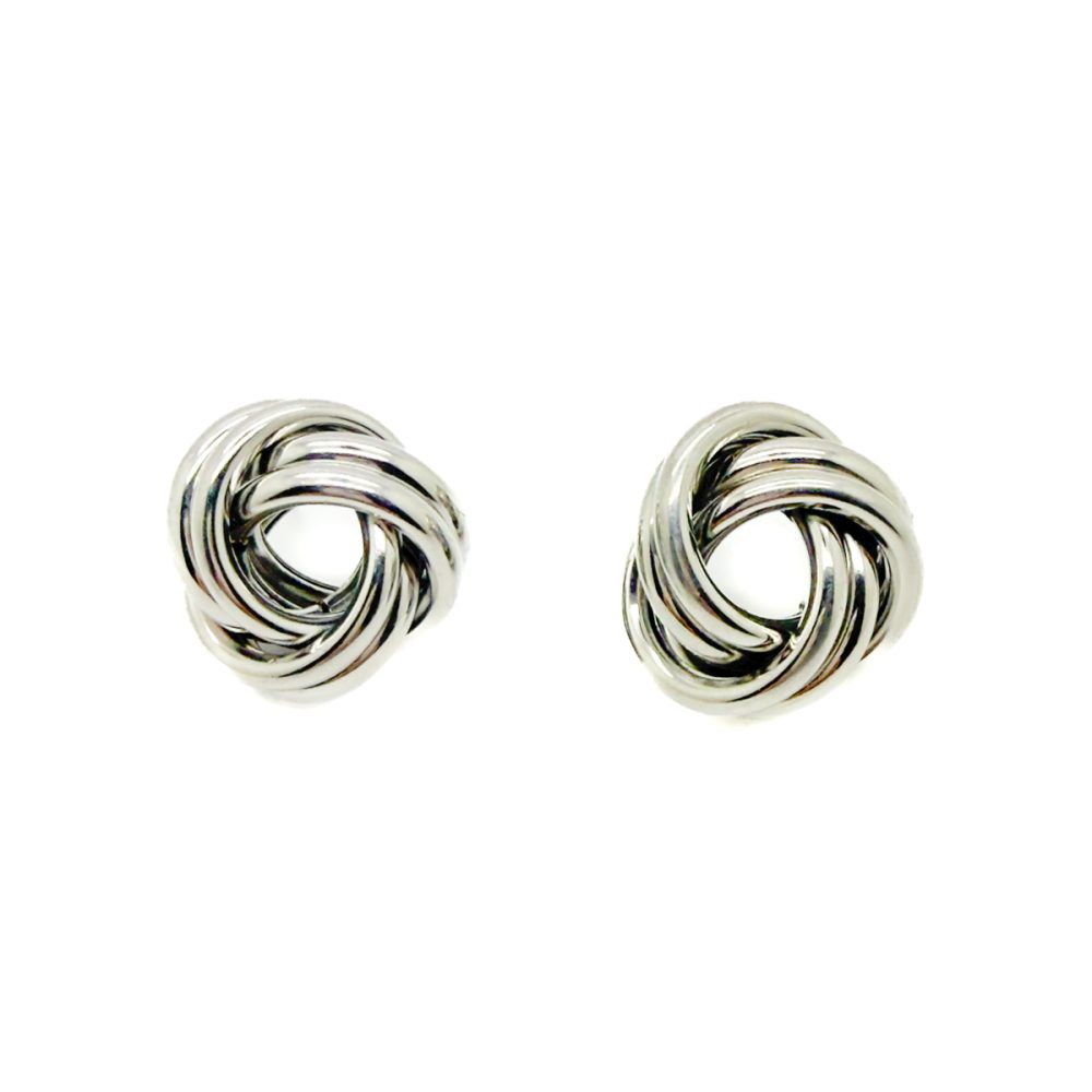 Vintage Chunky Silver Knot Earrings