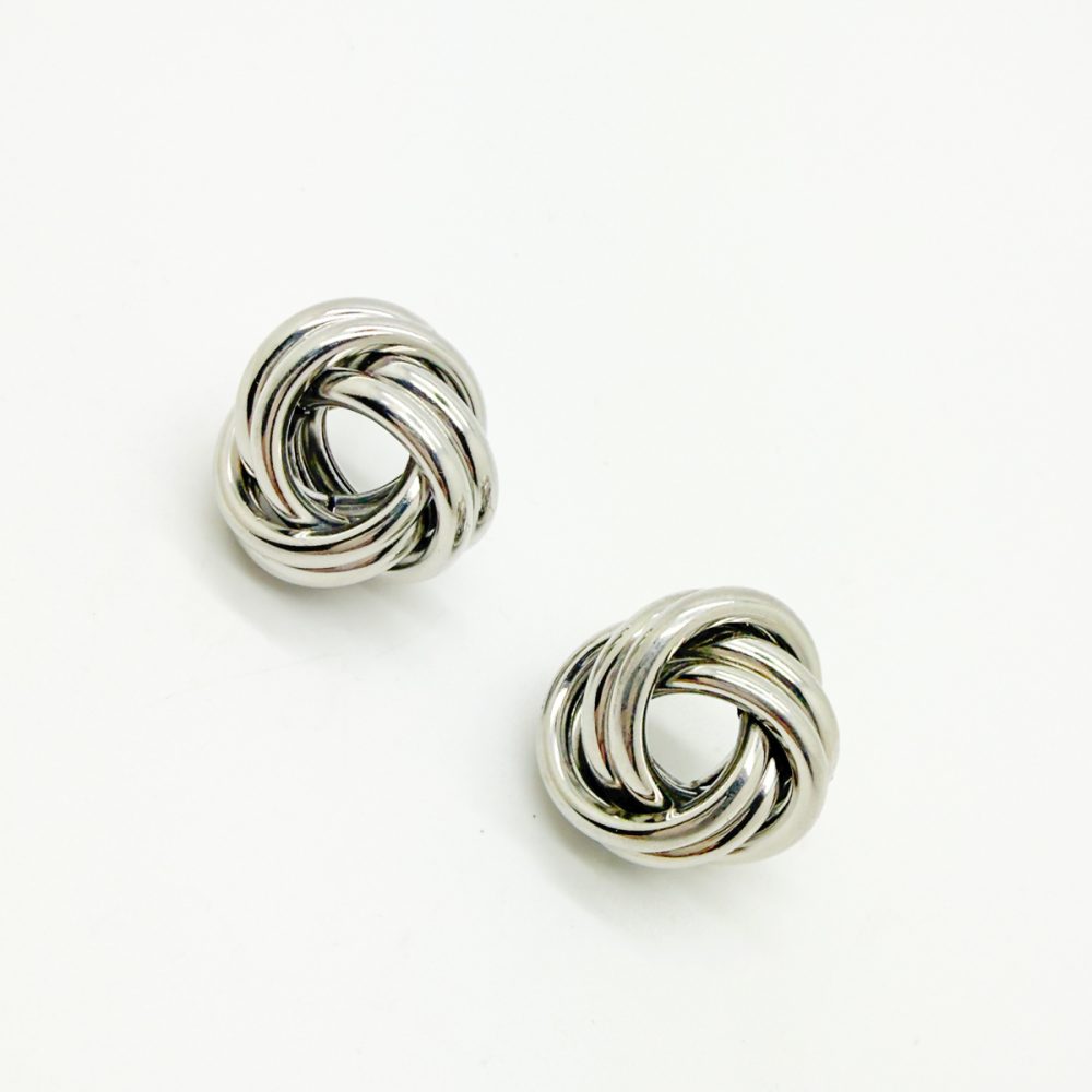 Vintage Chunky Silver Knot Earrings
