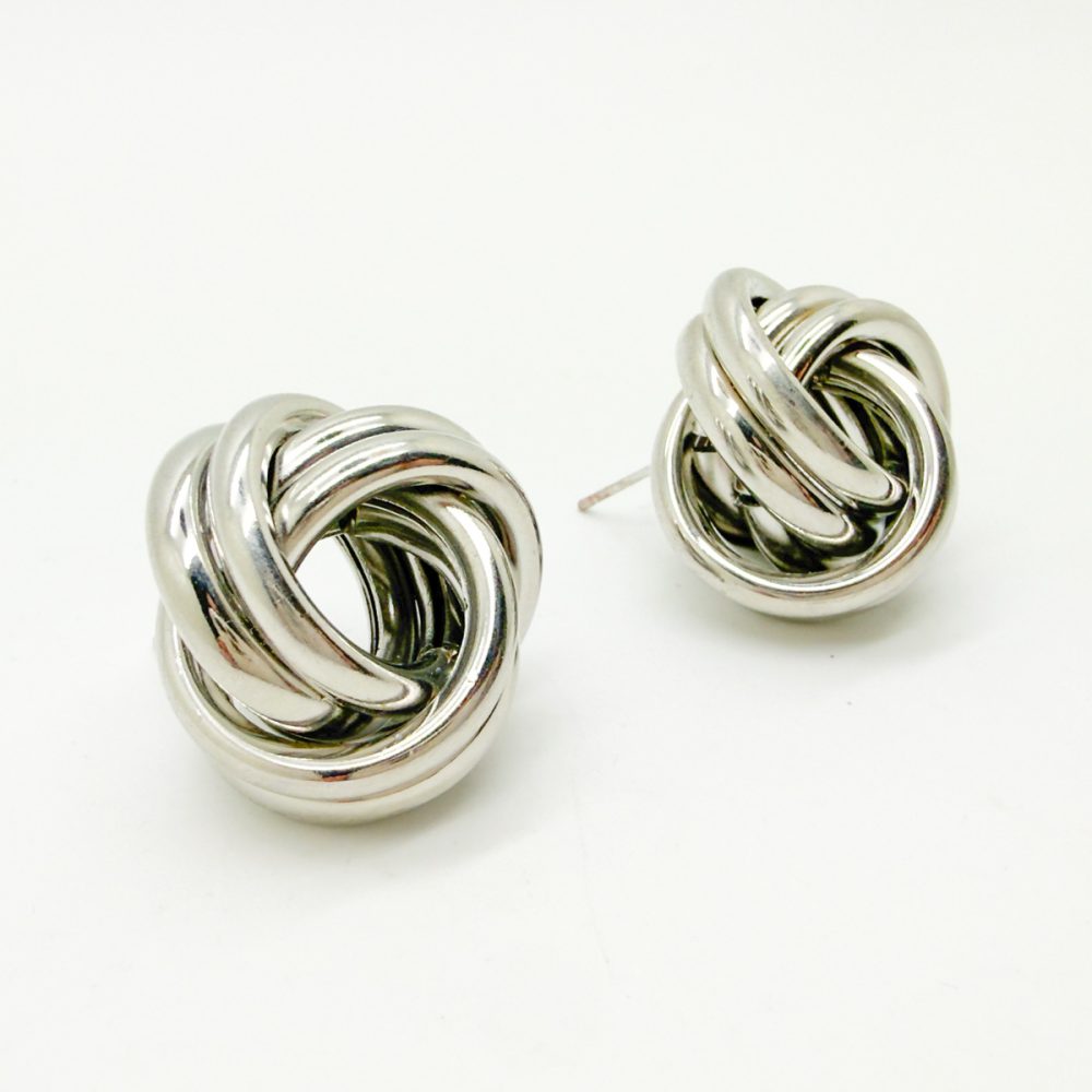 Vintage Chunky Silver Knot Earrings