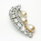 Jennifer Gibson Jewellery 2263 (1) Vintage French Crystal & Pearl Drop Brooch