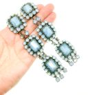 Jennifer Gibson Jewellery 2264 (1) Vintage French Opaline Glass Shoulder Duster Earrings