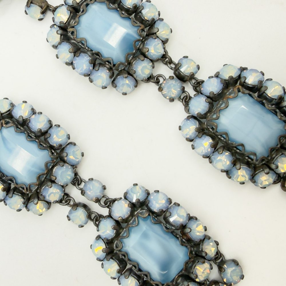 Vintage French Opaline Glass Shoulder Duster Earrings