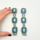 Jennifer Gibson Jewellery 2264 (5) Vintage French Opaline Glass Shoulder Duster Earrings
