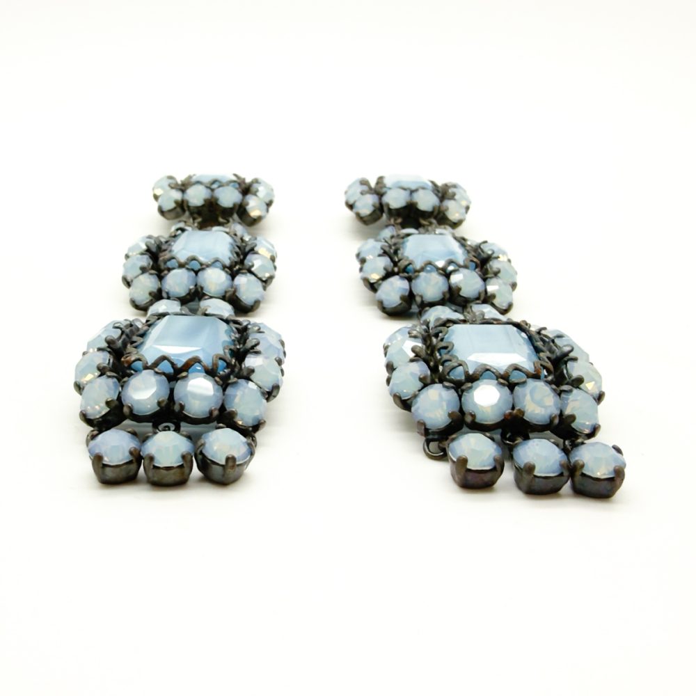 Vintage French Opaline Glass Shoulder Duster Earrings