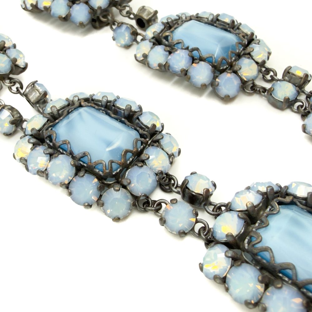 Vintage French Opaline Glass Shoulder Duster Earrings