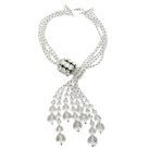Jennifer Gibson Jewellery 2265 (2) Vintage Statement Faceted Crystal Lariat Tassel Necklace
