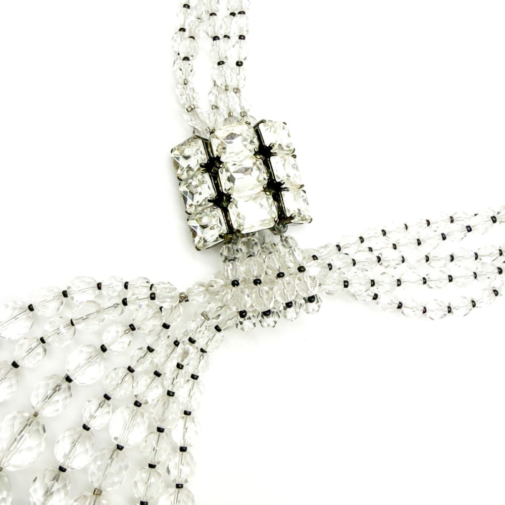 Vintage Statement Faceted Crystal Lariat Tassel Necklace